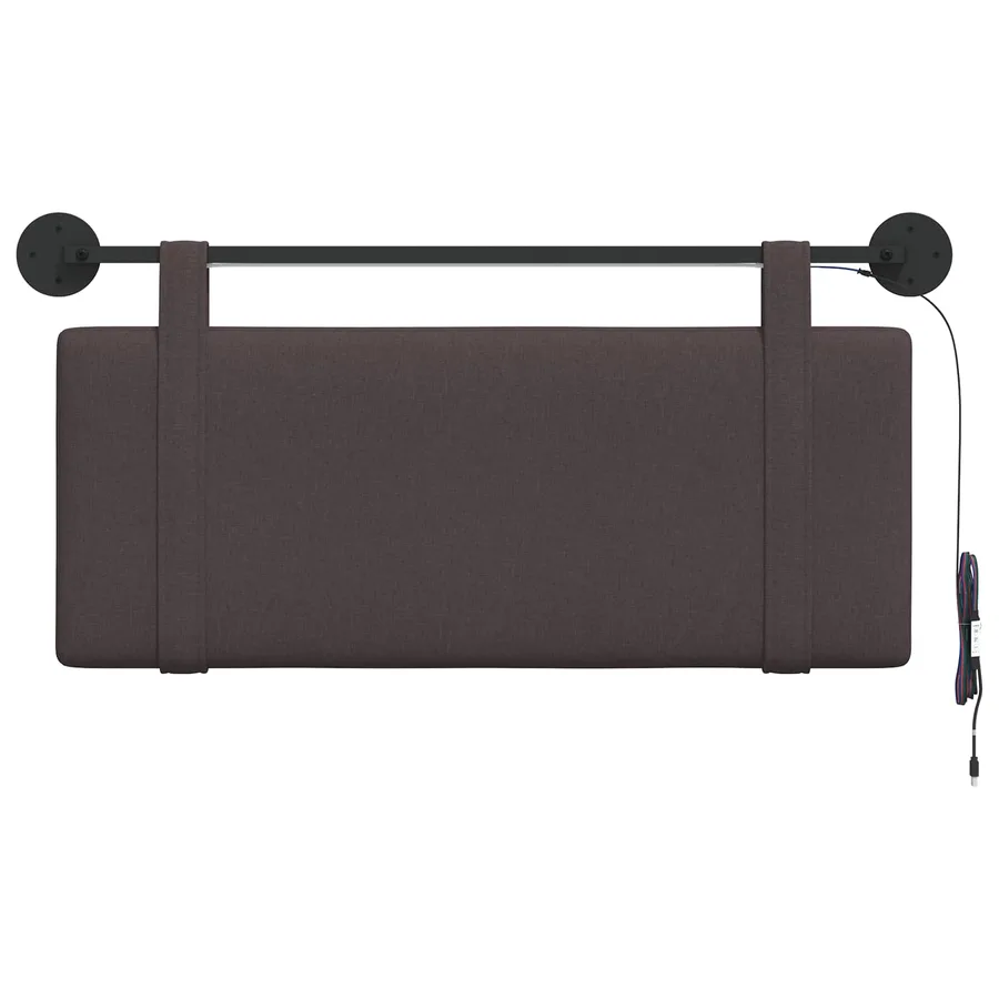 Tête de lit suspendue Avec lumière LED Marron foncé Tissu - 6