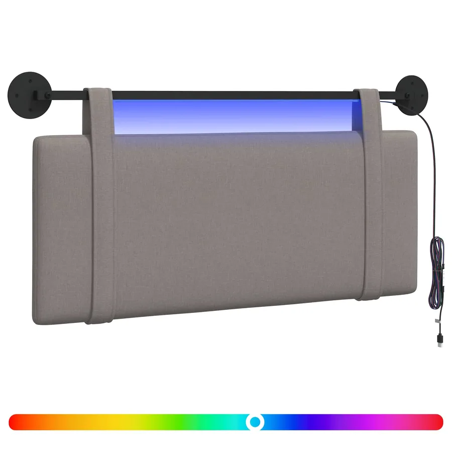 Tête de lit suspendue Avec lumière LED Taupe Tissu - 2