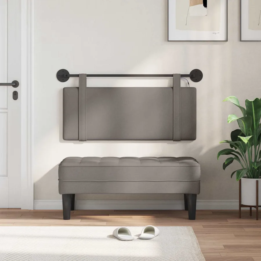 Tête de lit suspendue Avec lumière LED Taupe Tissu - 3