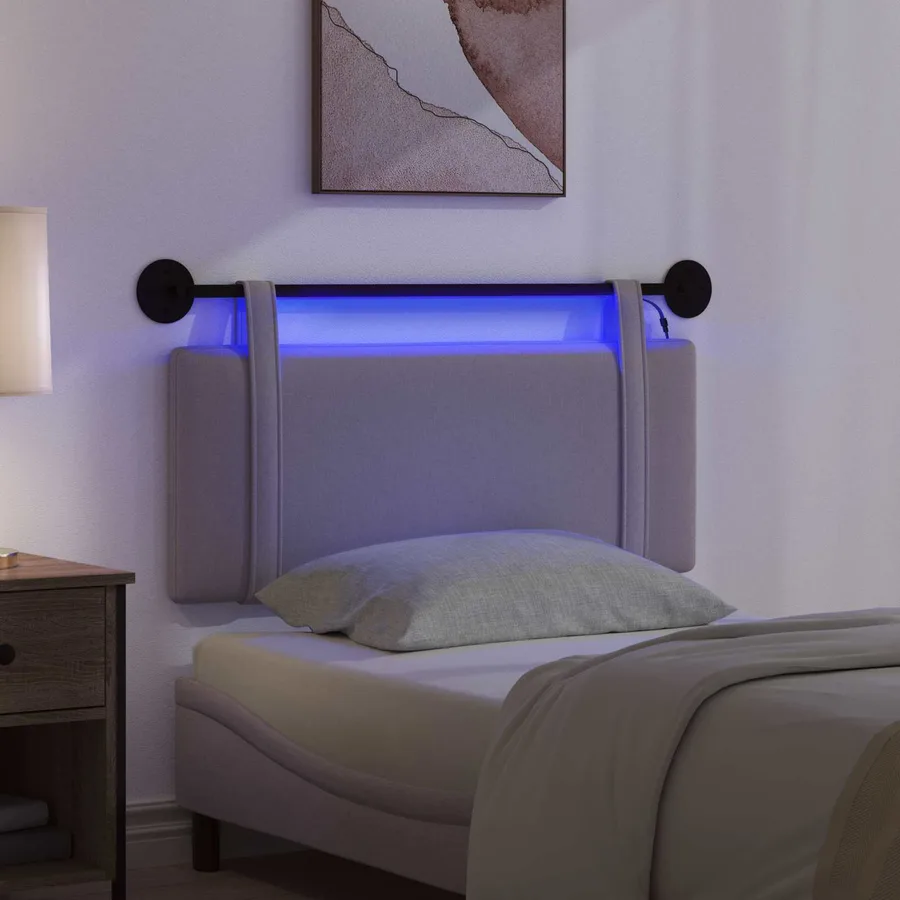 Tête de lit suspendue Avec lumière LED Taupe Tissu - 5