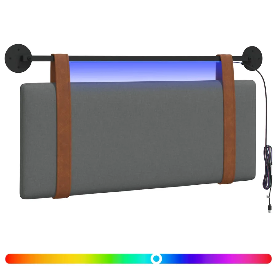 Tête de lit suspendue Avec lumière LED Gris foncé PU antique - 2