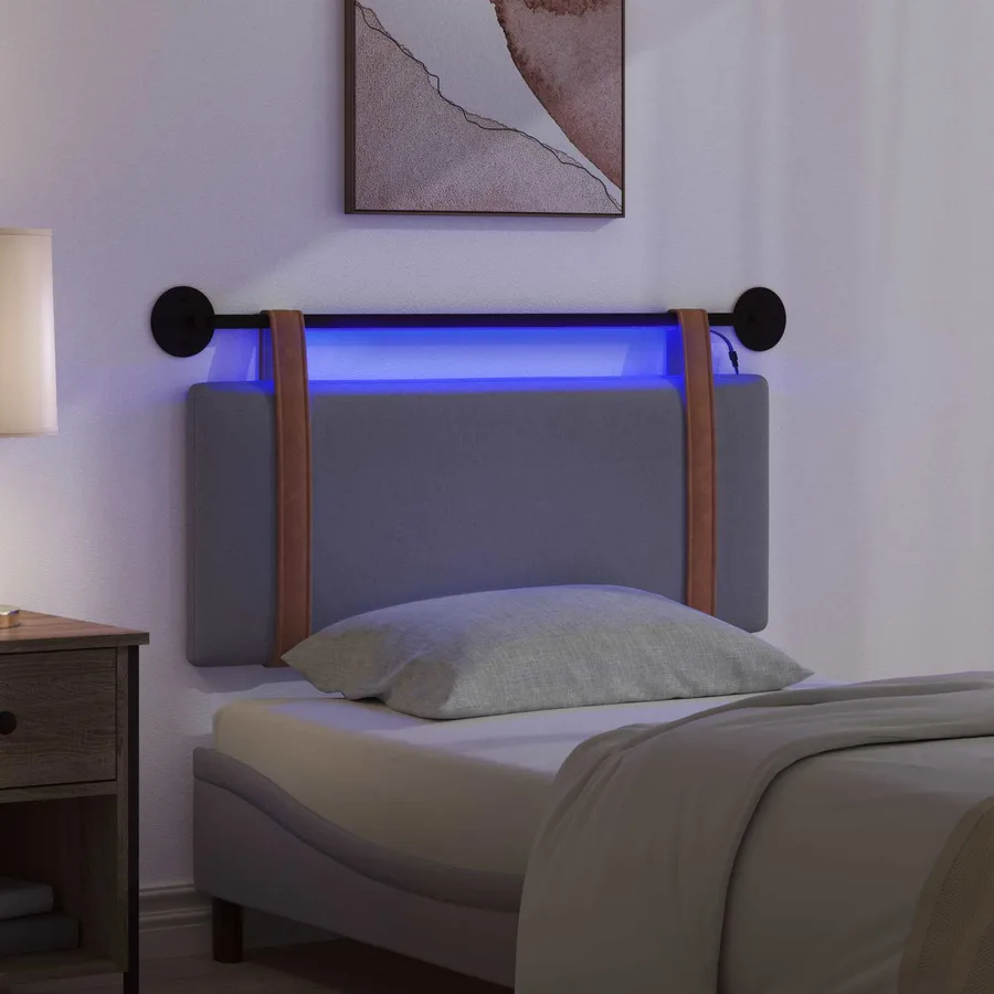 Tête de lit suspendue Avec lumière LED Gris foncé PU antique - 5