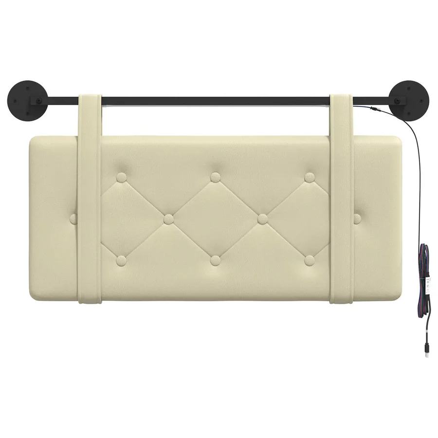 Tête de lit suspendue Avec lumière LED Crème Simili cuir - 6