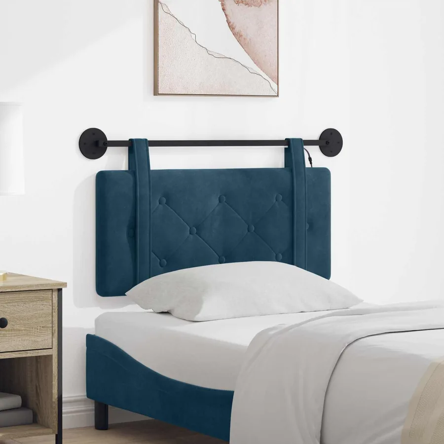 Tête de lit suspendue Avec lumière LED Bleu Velours