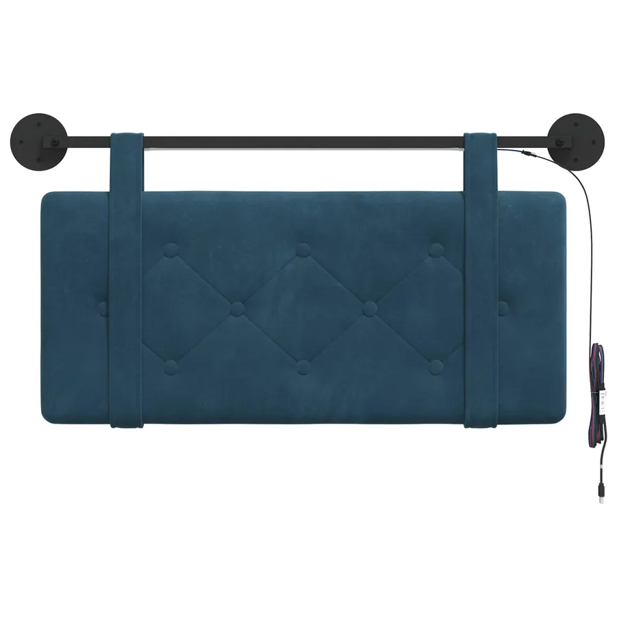 Tête de lit suspendue Avec lumière LED Bleu Velours - 6