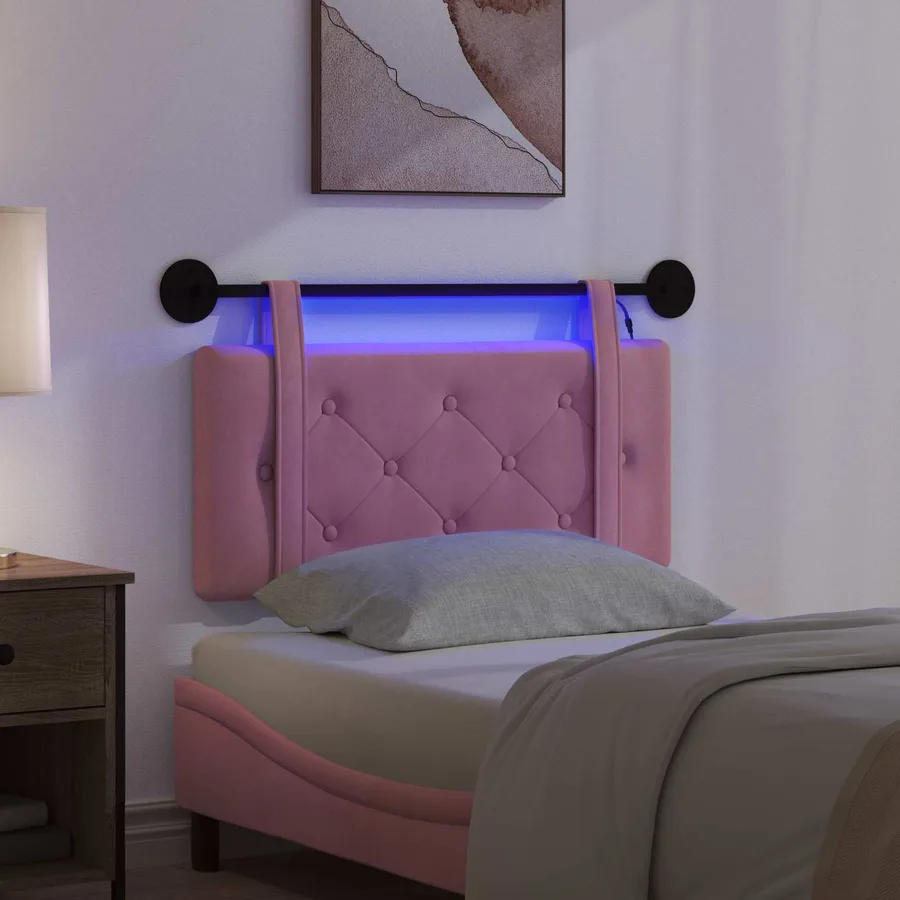 Tête de lit suspendue Avec lumière LED Rose Velours - 5