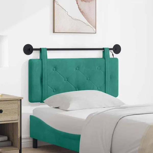 Tête de lit suspendue Avec lumière LED Turquoise Velours