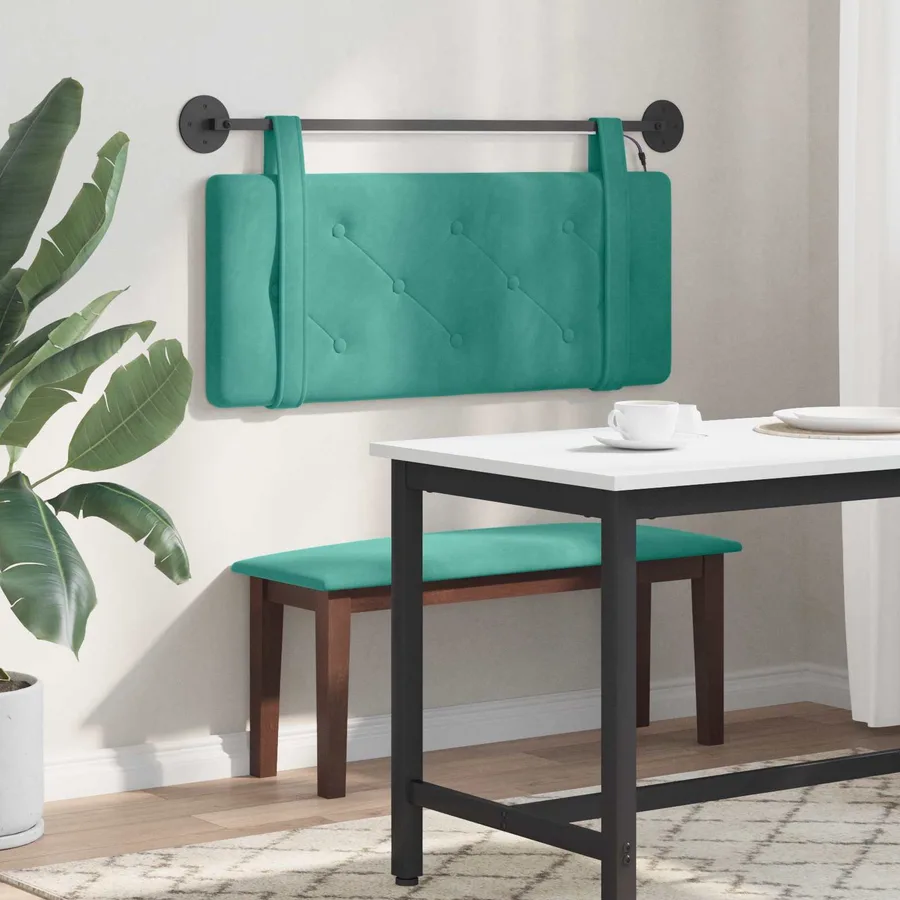 Tête de lit suspendue Avec lumière LED Turquoise Velours - 4