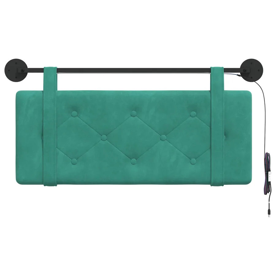 Tête de lit suspendue Avec lumière LED Turquoise Velours - 6