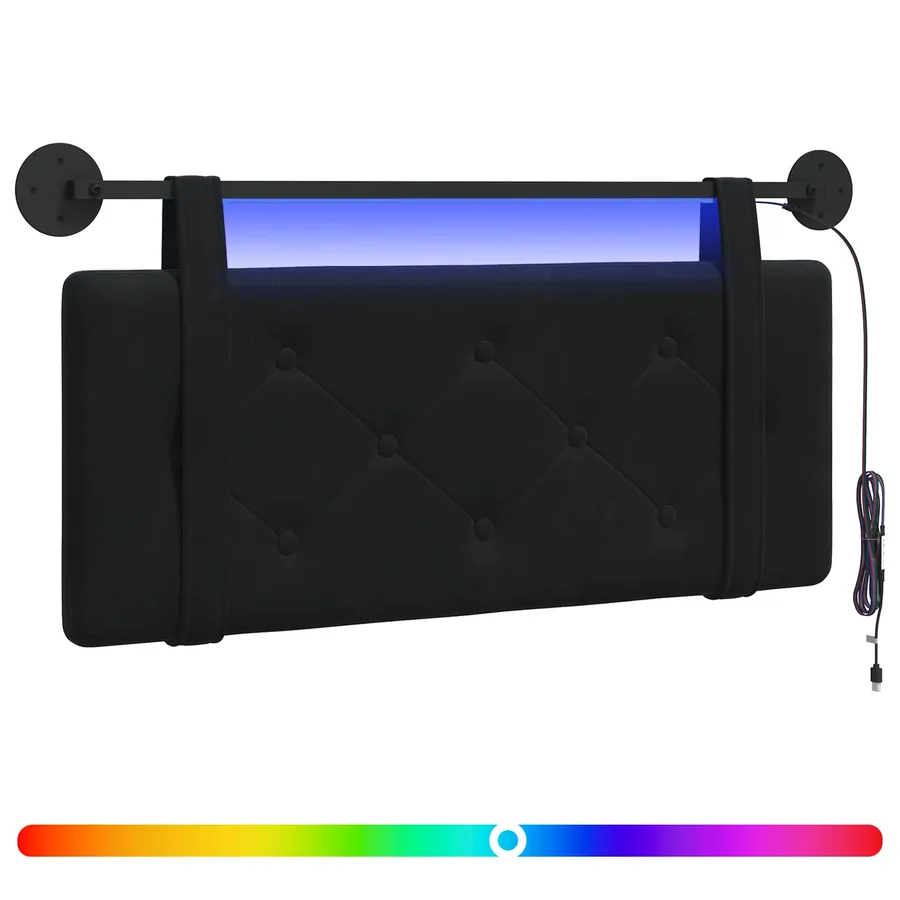 Tête de lit suspendue Avec lumière LED Noir Velours - 2