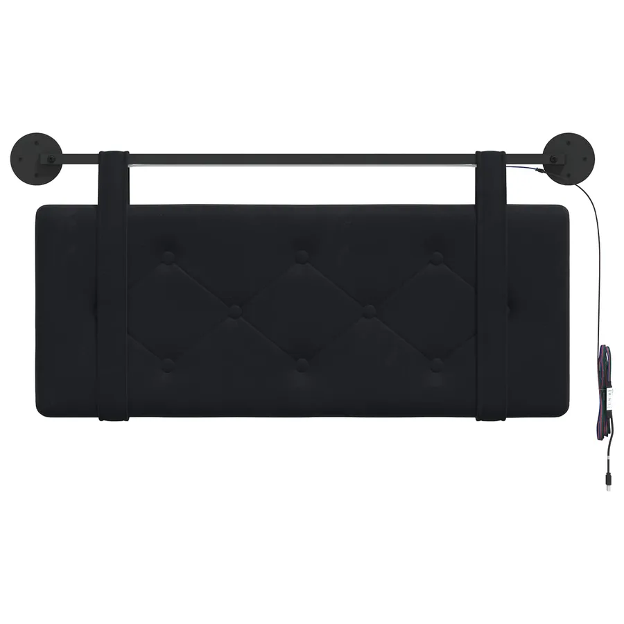 Tête de lit suspendue Avec lumière LED Noir Velours - 6
