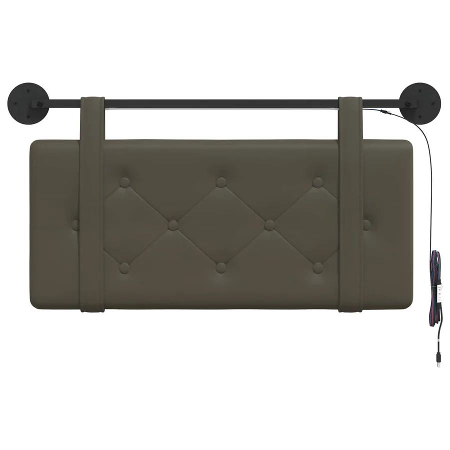 Tête de lit suspendue Avec lumière LED Gris Simili cuir - 6