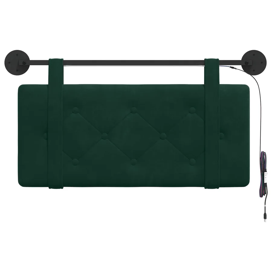 Tête de lit suspendue Avec lumière LED Vert foncé Velours - 6