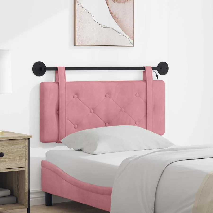 Tête de lit suspendue Avec lumière LED Rose Velours