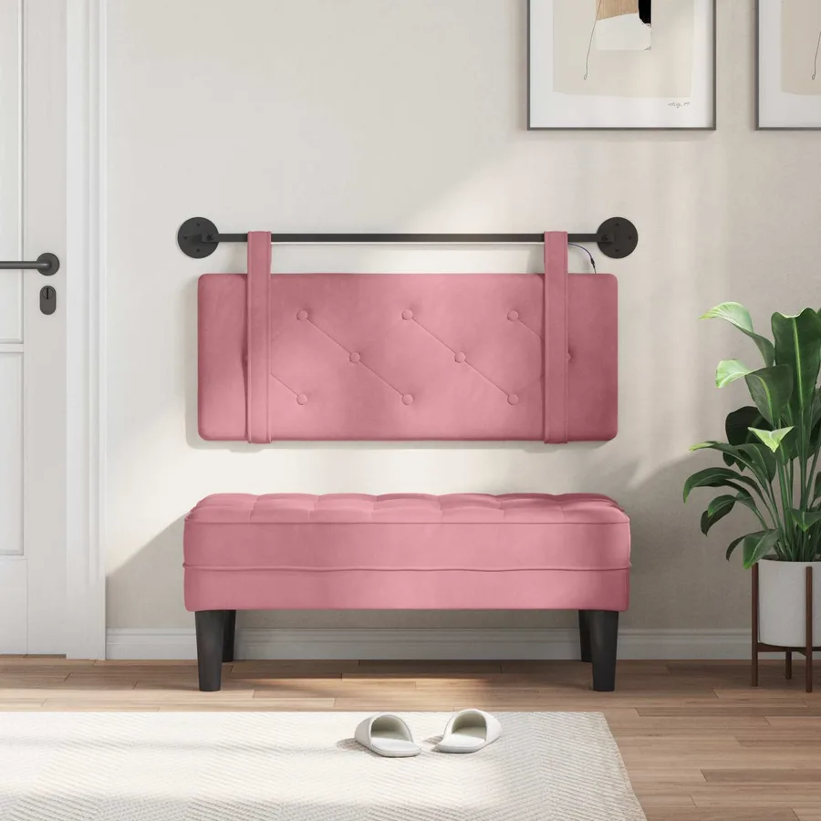 Tête de lit suspendue Avec lumière LED Rose Velours - 3