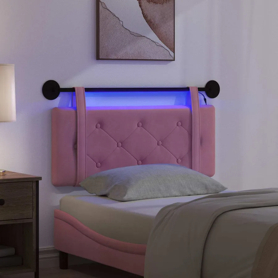 Tête de lit suspendue Avec lumière LED Rose Velours - 5