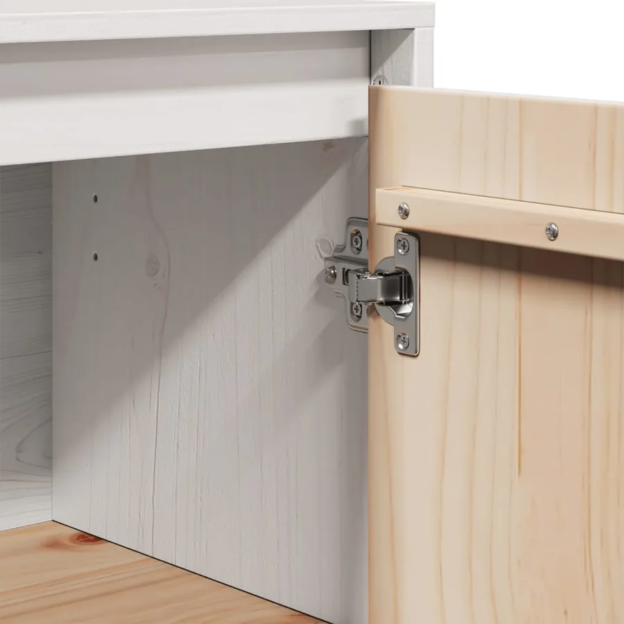 Buffet Blanc 60x34x75 cm Bois massif de pin - 10