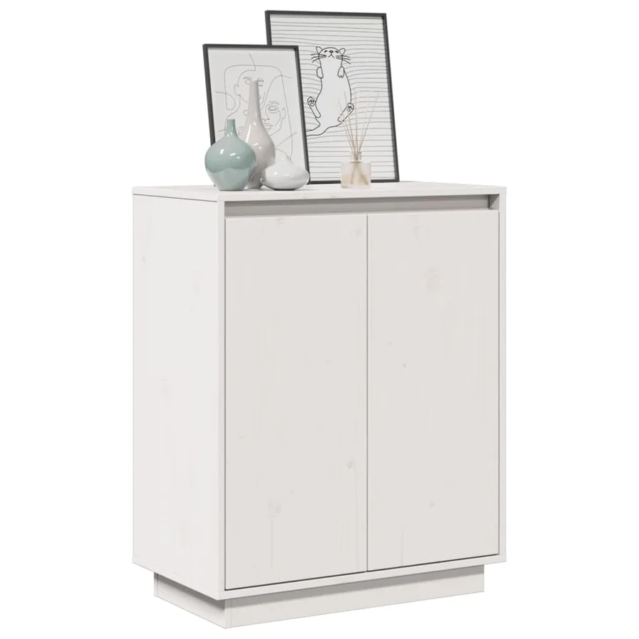 Buffet Blanc 60x34x75 cm Bois massif de pin - 4