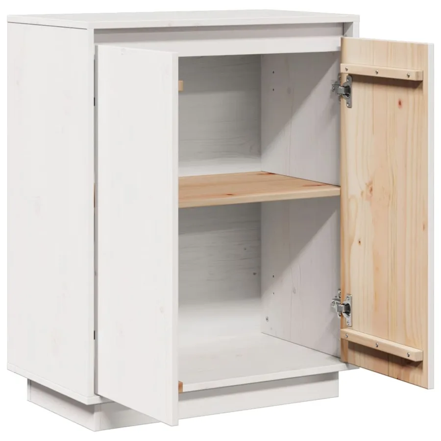 Buffet Blanc 60x34x75 cm Bois massif de pin - 7