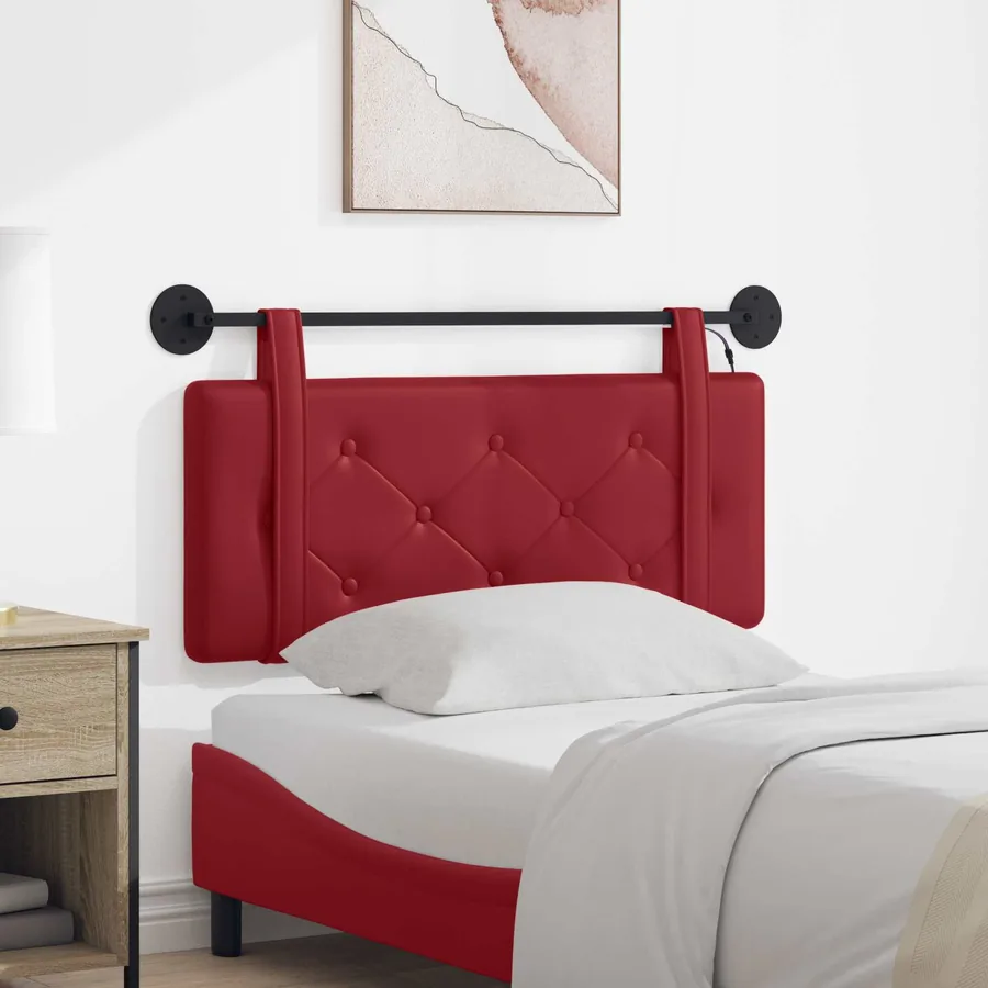 Tête de lit suspendue Avec lumière LED Bordeaux Simili cuir