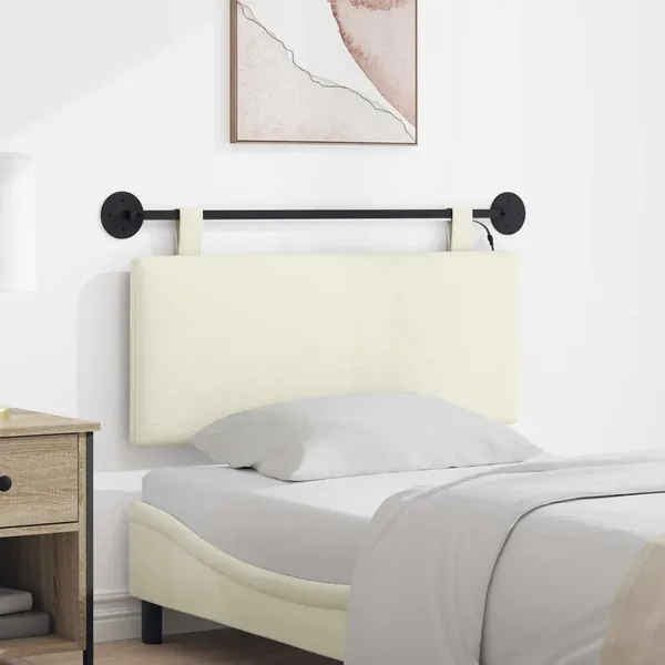 Tête de lit suspendue Crème Tissu en velours côtelé