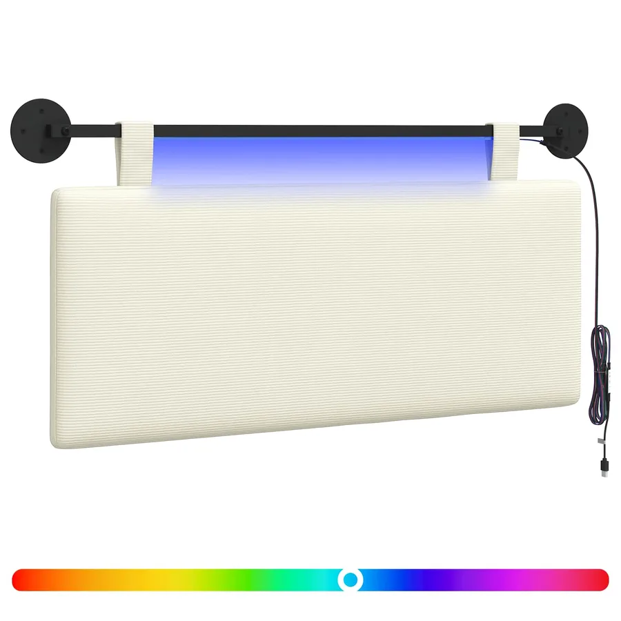 Tête de lit suspendue Crème Tissu en velours côtelé - 2