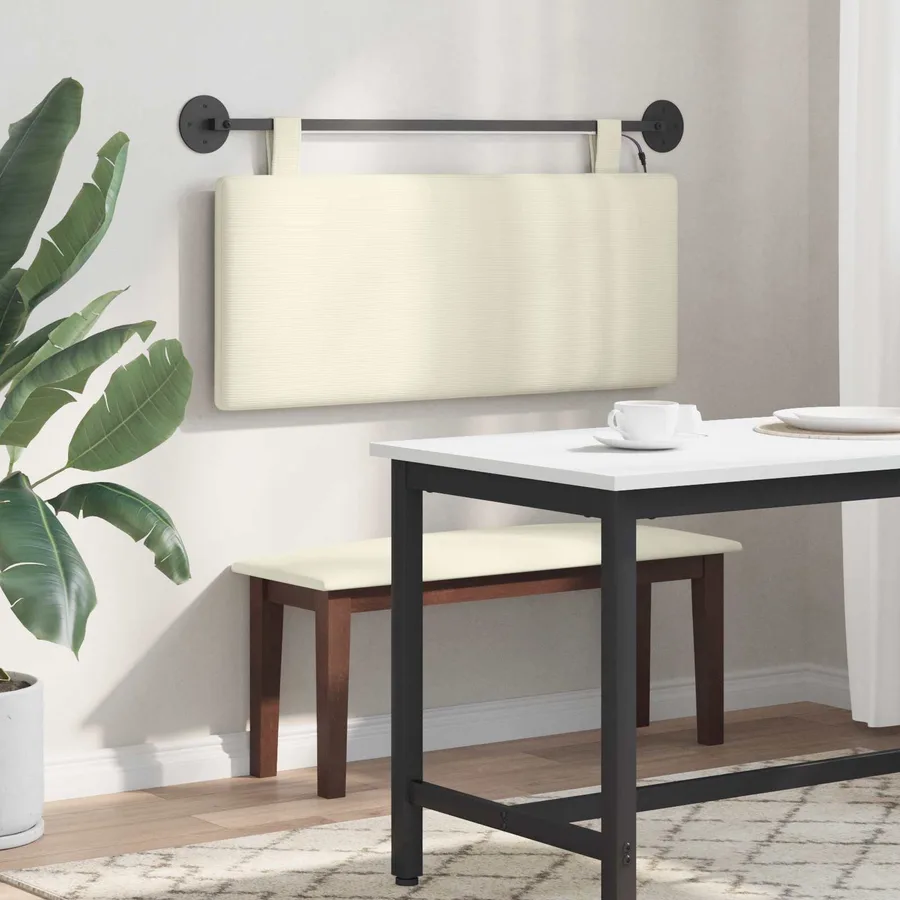 Tête de lit suspendue Crème Tissu en velours côtelé - 4