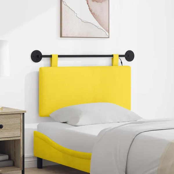 Tête de lit suspendue Jaune clair Tissu en velours côtelé