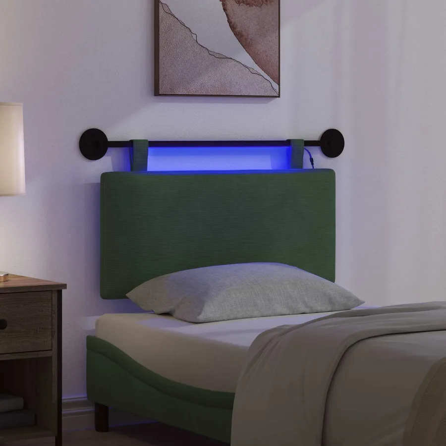 Tête de lit suspendue Vert Jungle Tissu en velours côtelé - 5