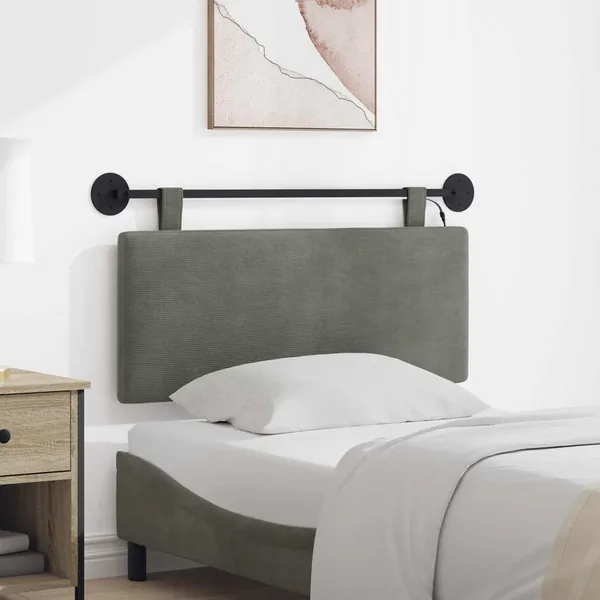 Tête de lit suspendue Gris clair Tissu en velours côtelé
