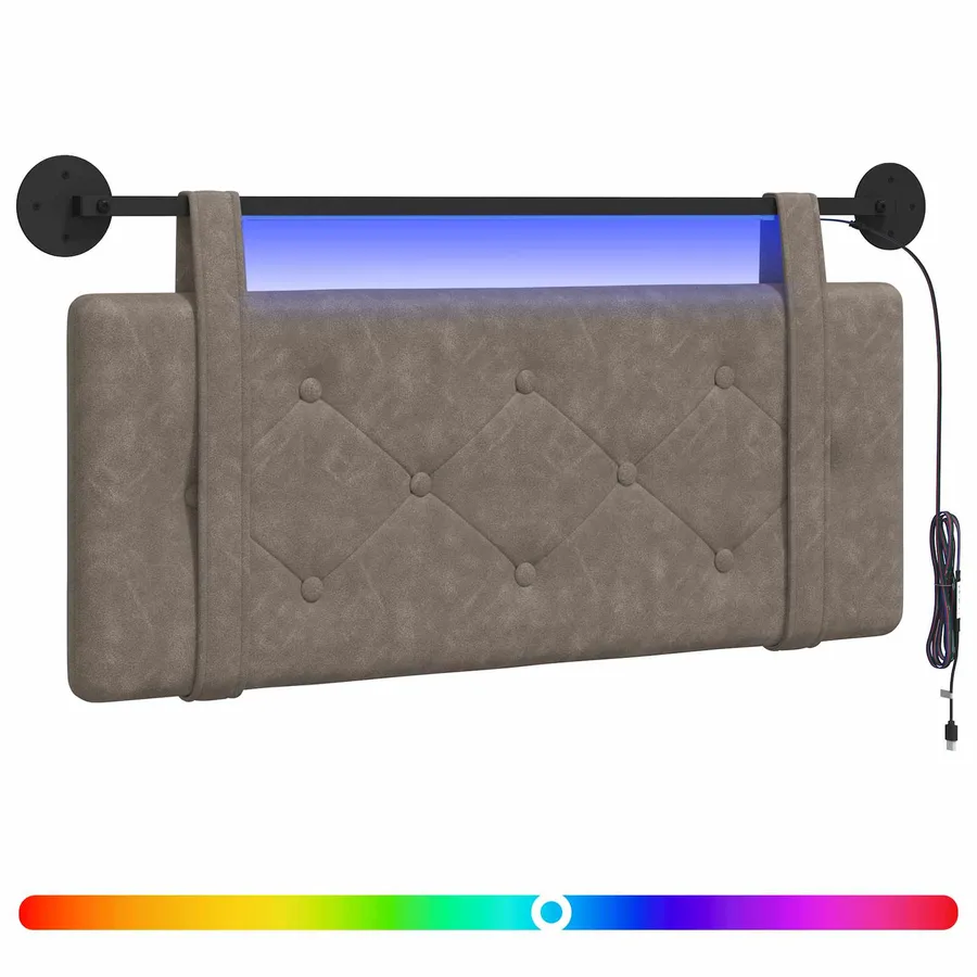 Tête de lit suspendue Avec lumière LED Gris PU antique - 2