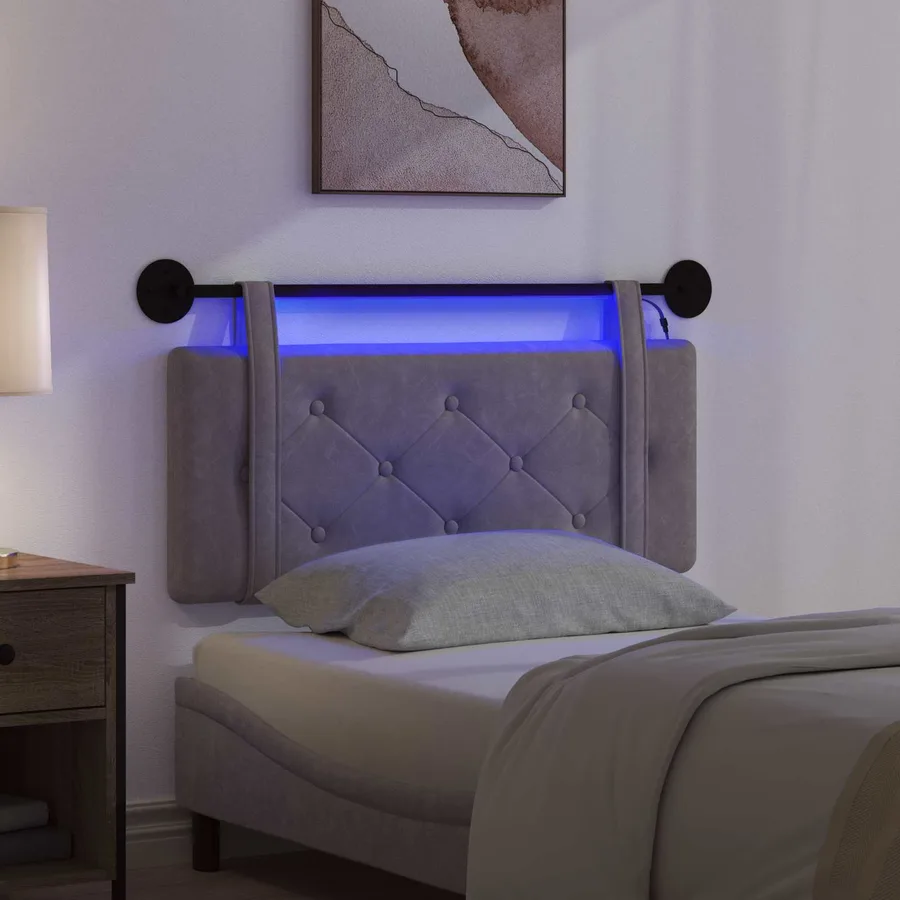 Tête de lit suspendue Avec lumière LED Gris PU antique - 5