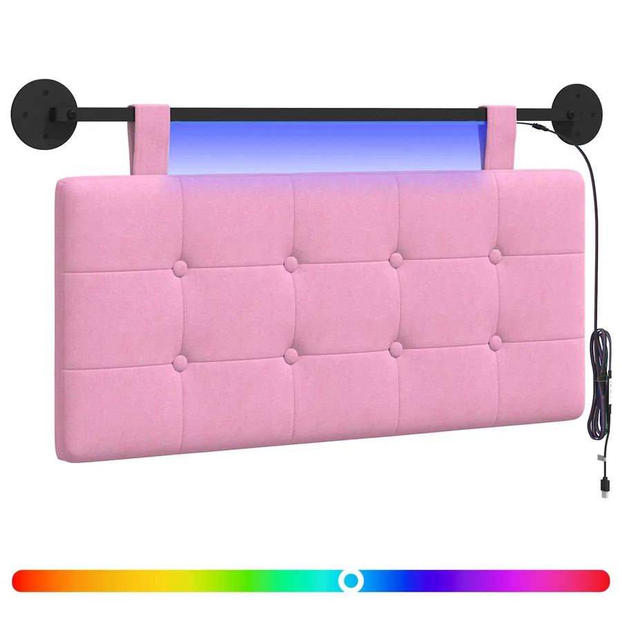 Tête de lit suspendue Avec lumière LED Rose Tissu - 2