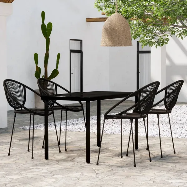 Ensemble à manger de jardin 5 pcs Noir