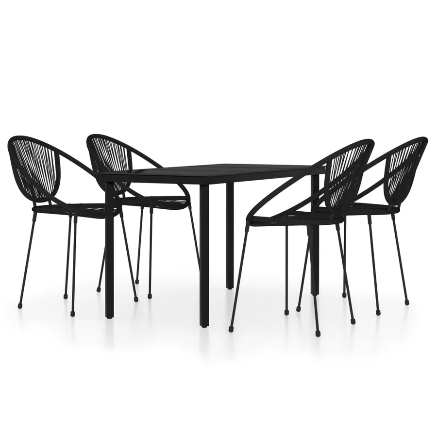 Ensemble à manger de jardin 5 pcs Noir - 2