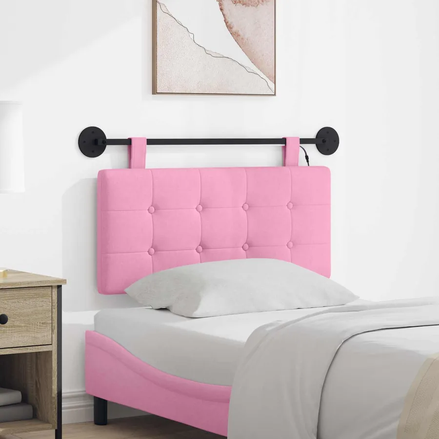 Tête de lit suspendue Avec lumière LED Rose Tissu
