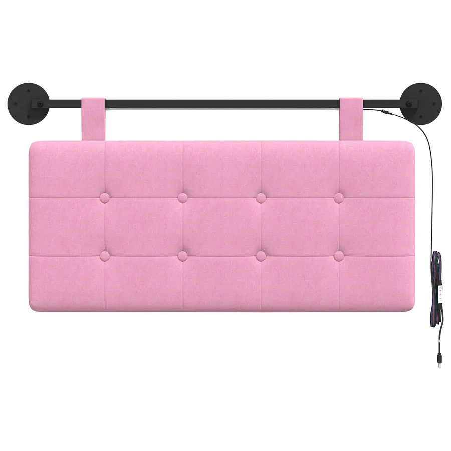 Tête de lit suspendue Avec lumière LED Rose Tissu - 6