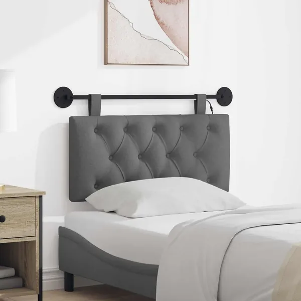 Tête de lit suspendue Avec lumière LED Gris foncé Tissu