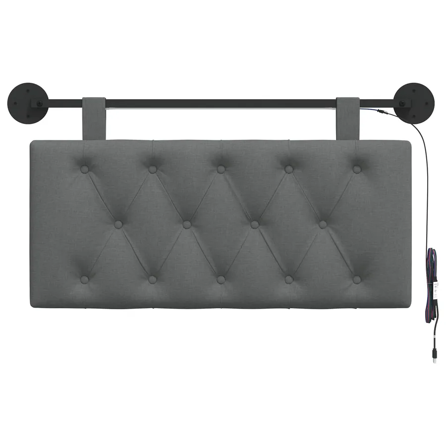 Tête de lit suspendue Avec lumière LED Gris foncé Tissu - 6