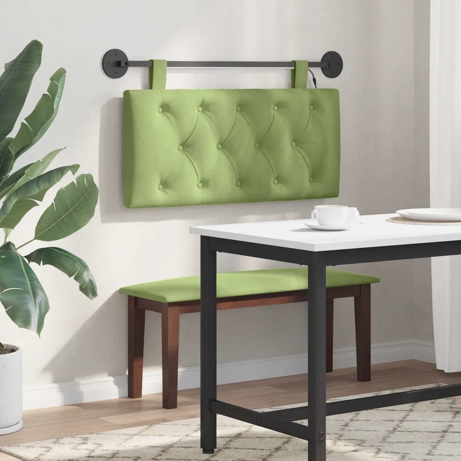Tête de lit suspendue Avec lumière LED Vert clair Velours - 4