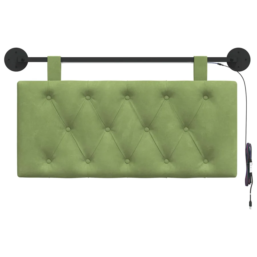 Tête de lit suspendue Avec lumière LED Vert clair Velours - 6