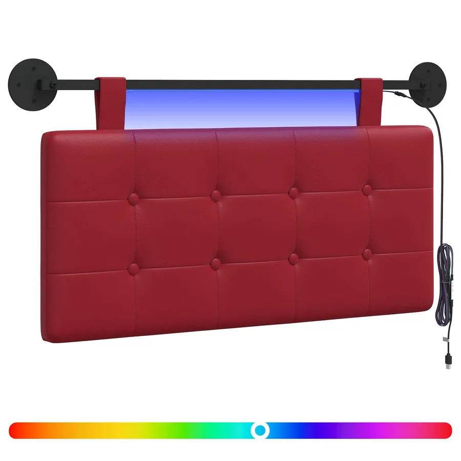 Tête de lit suspendue Avec lumière LED Bordeaux Simili cuir - 2
