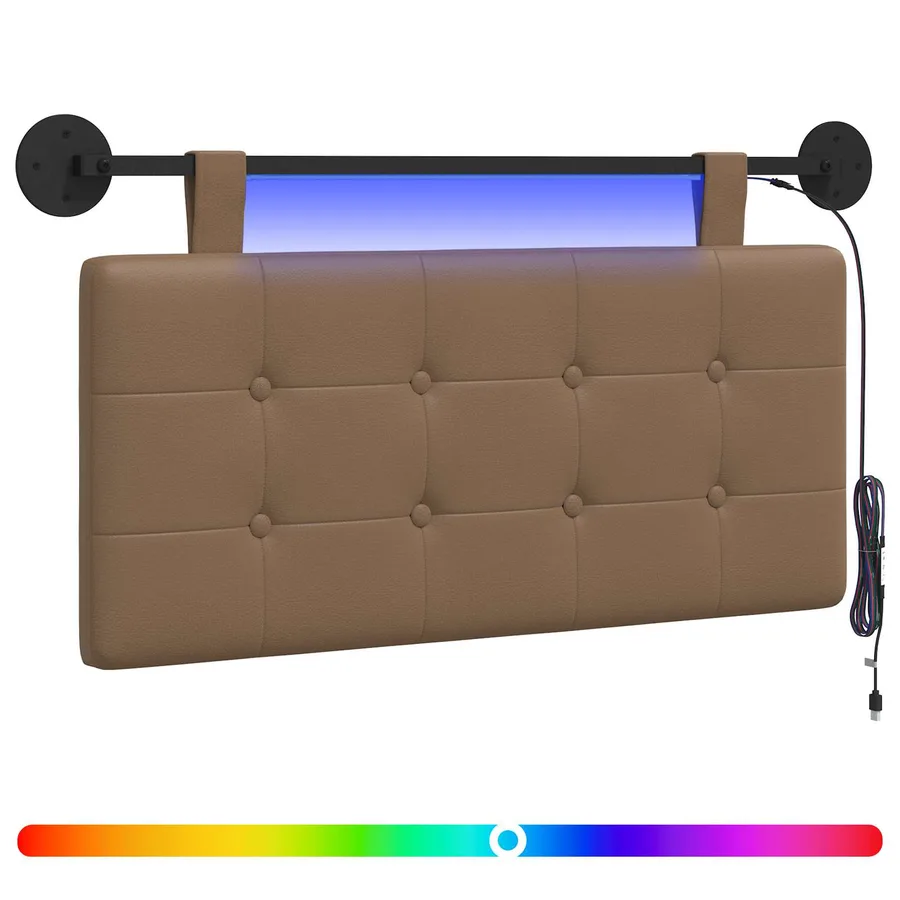 Tête de lit suspendue Avec lumière LED Cappuccino Simili cuir - 2