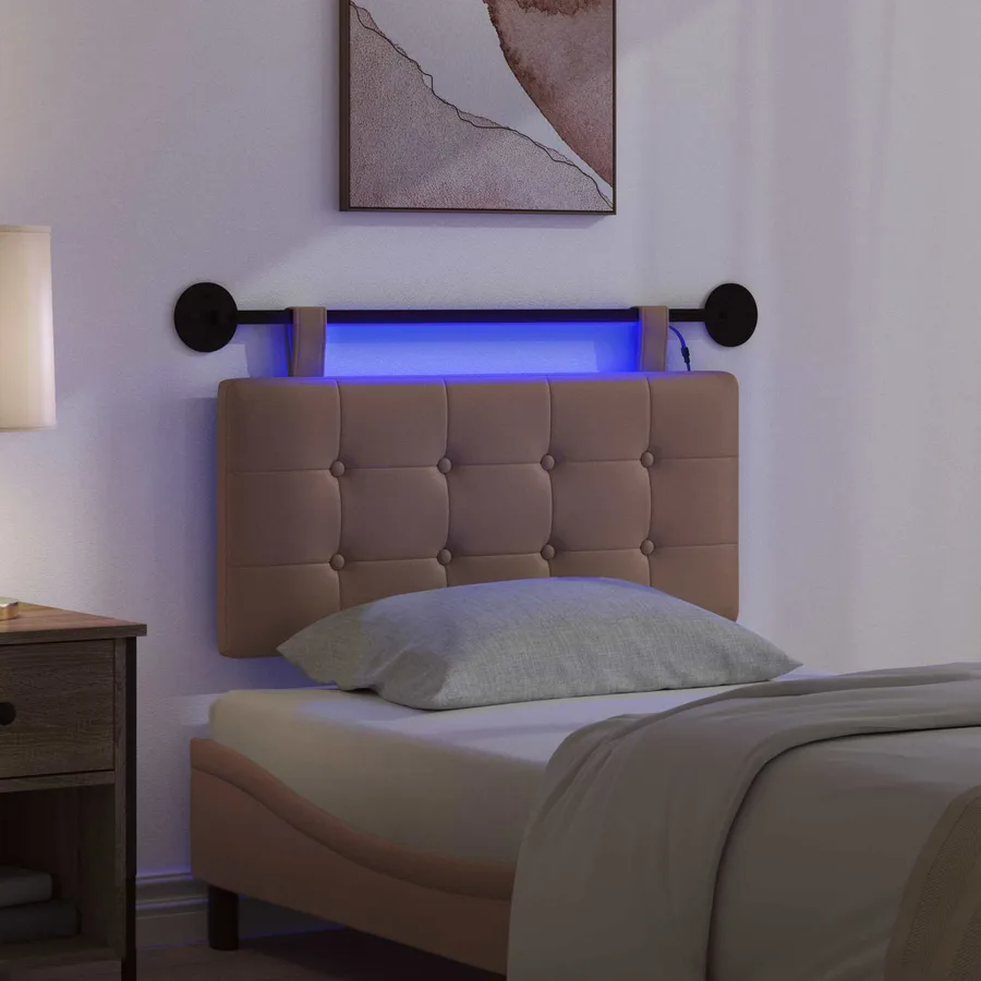 Tête de lit suspendue Avec lumière LED Cappuccino Simili cuir - 5