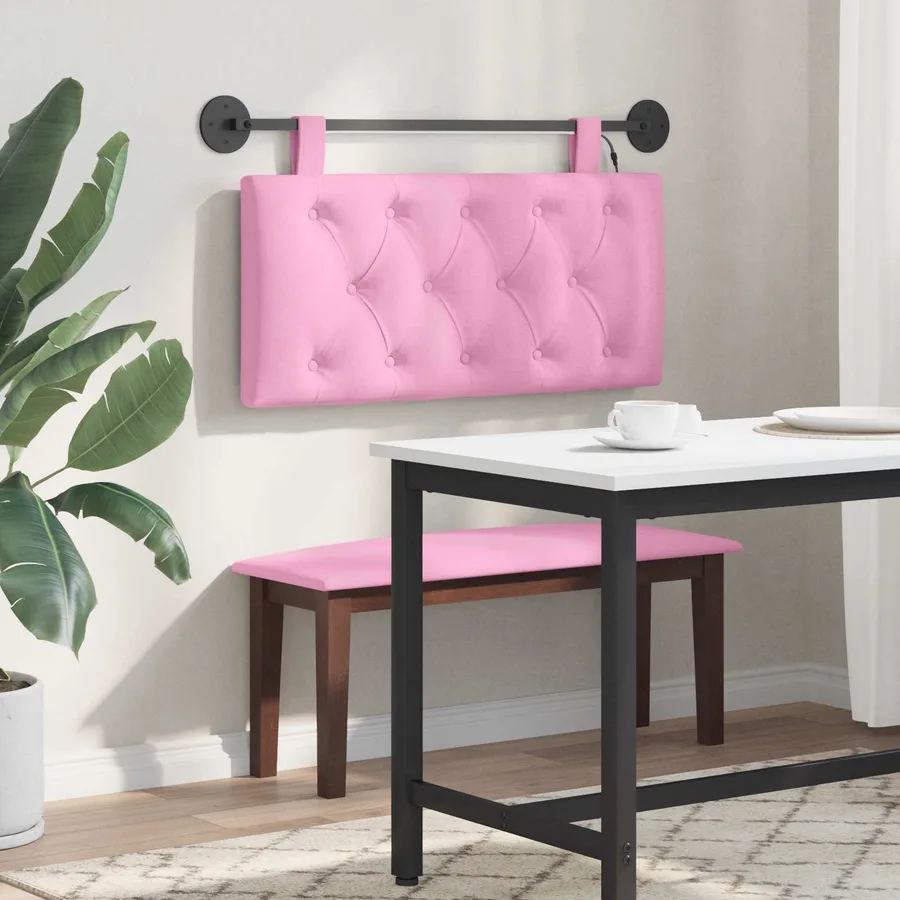 Tête de lit suspendue Avec lumière LED Rose Tissu - 4