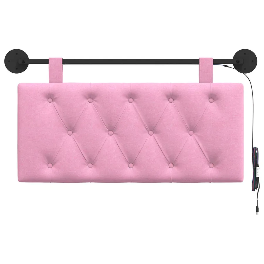 Tête de lit suspendue Avec lumière LED Rose Tissu - 6