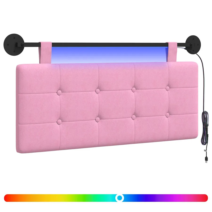 Tête de lit suspendue Avec lumière LED Rose Tissu - 2