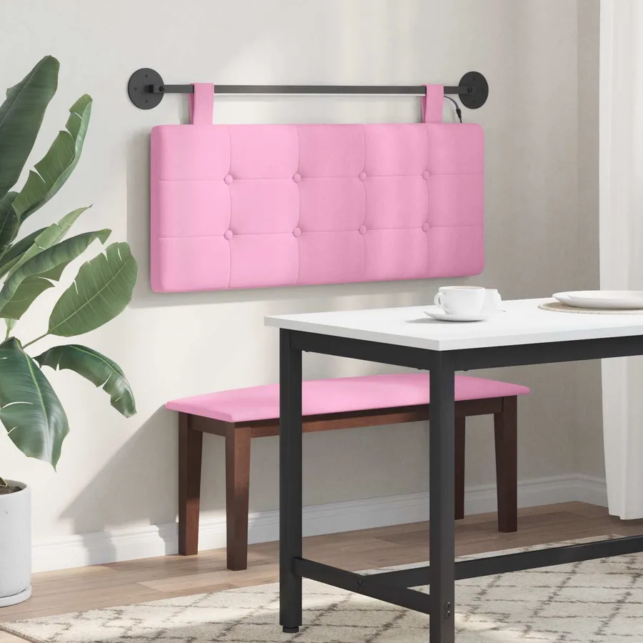 Tête de lit suspendue Avec lumière LED Rose Tissu - 4