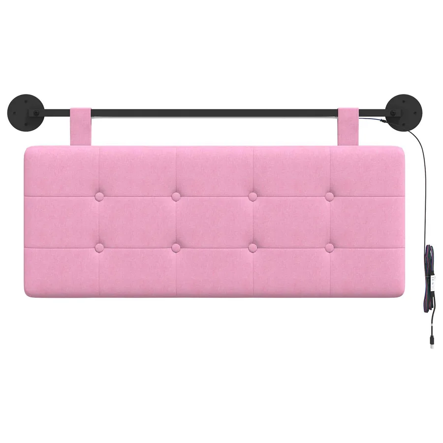 Tête de lit suspendue Avec lumière LED Rose Tissu - 6