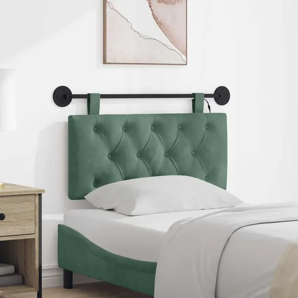 Tête de lit suspendue Avec lumière LED Vert Mer Velours